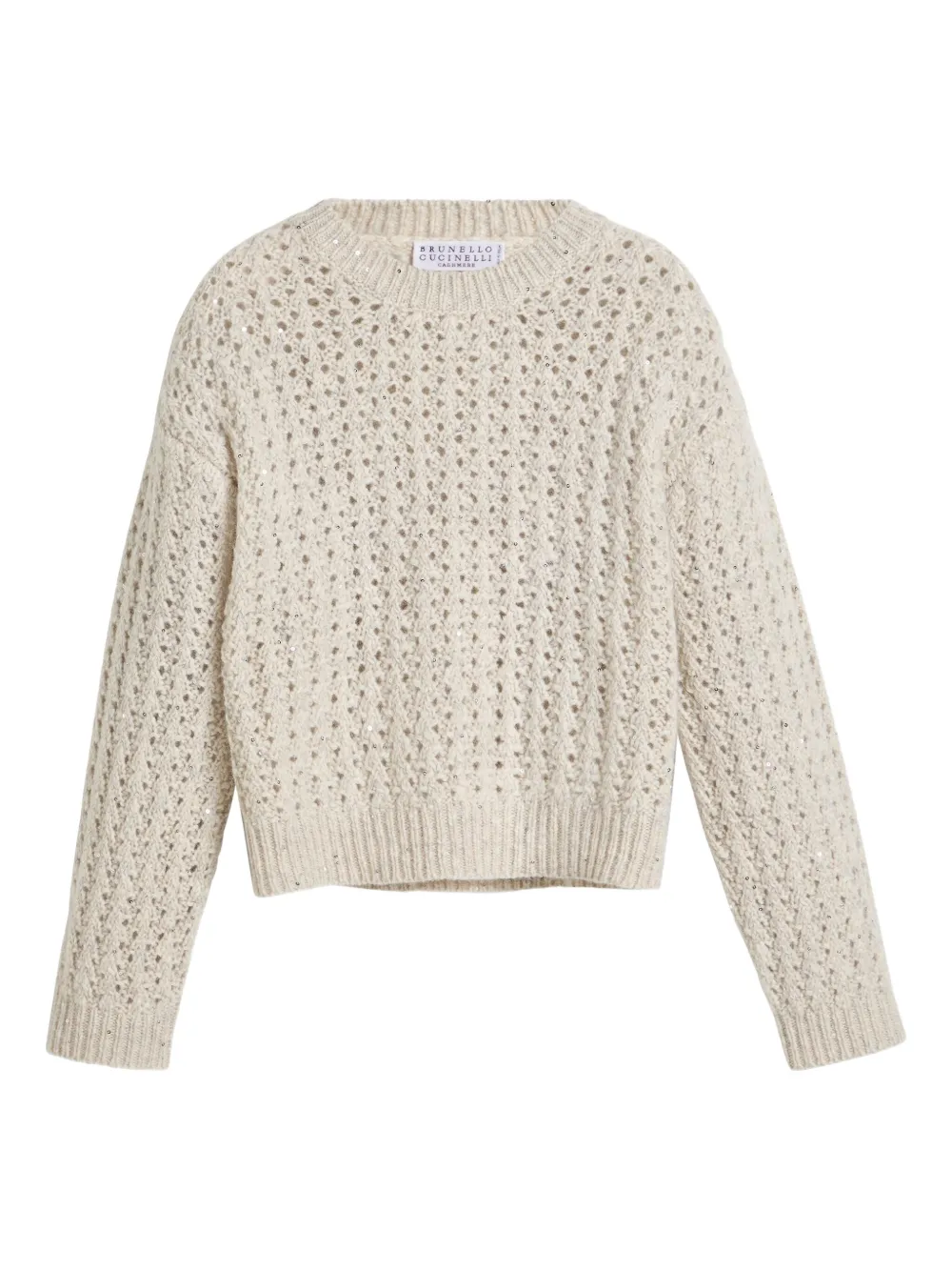 Brunello Cucinelli Kids Trui verfraaid met pailletten en ringlets Beige