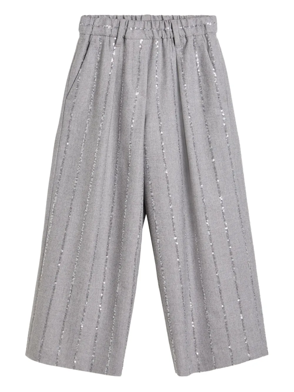 Brunello Cucinelli Kids Pantaloni a righe con paillettes - Grigio