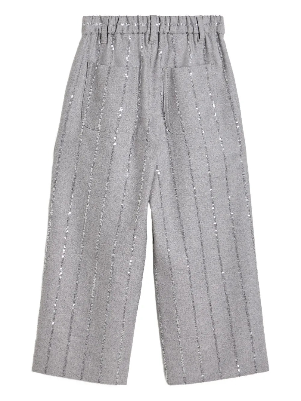Brunello Cucinelli Kids Gestreepte broek met pailletten Grijs