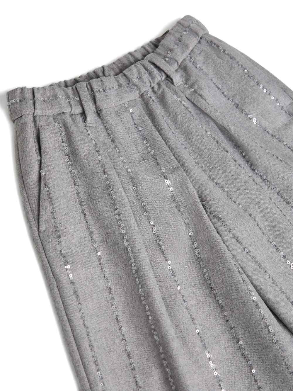 Brunello Cucinelli Kids Gestreepte broek met pailletten Grijs