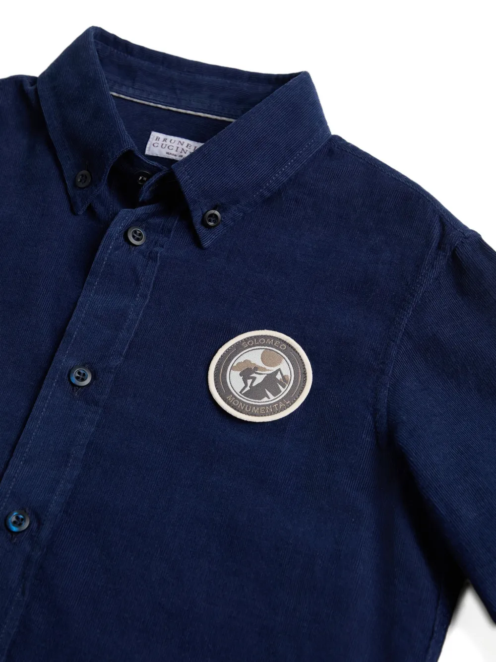 Brunello Cucinelli Kids Ribfluwelen shirt Blauw