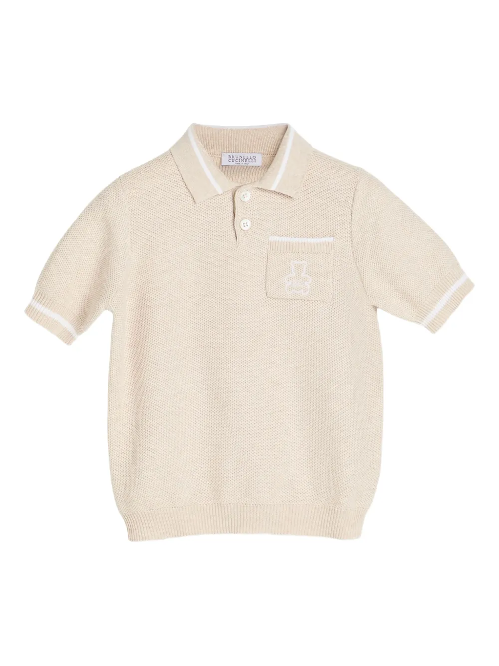 Brunello Cucinelli Kids Poloshirt met opgestikte zak - Beige