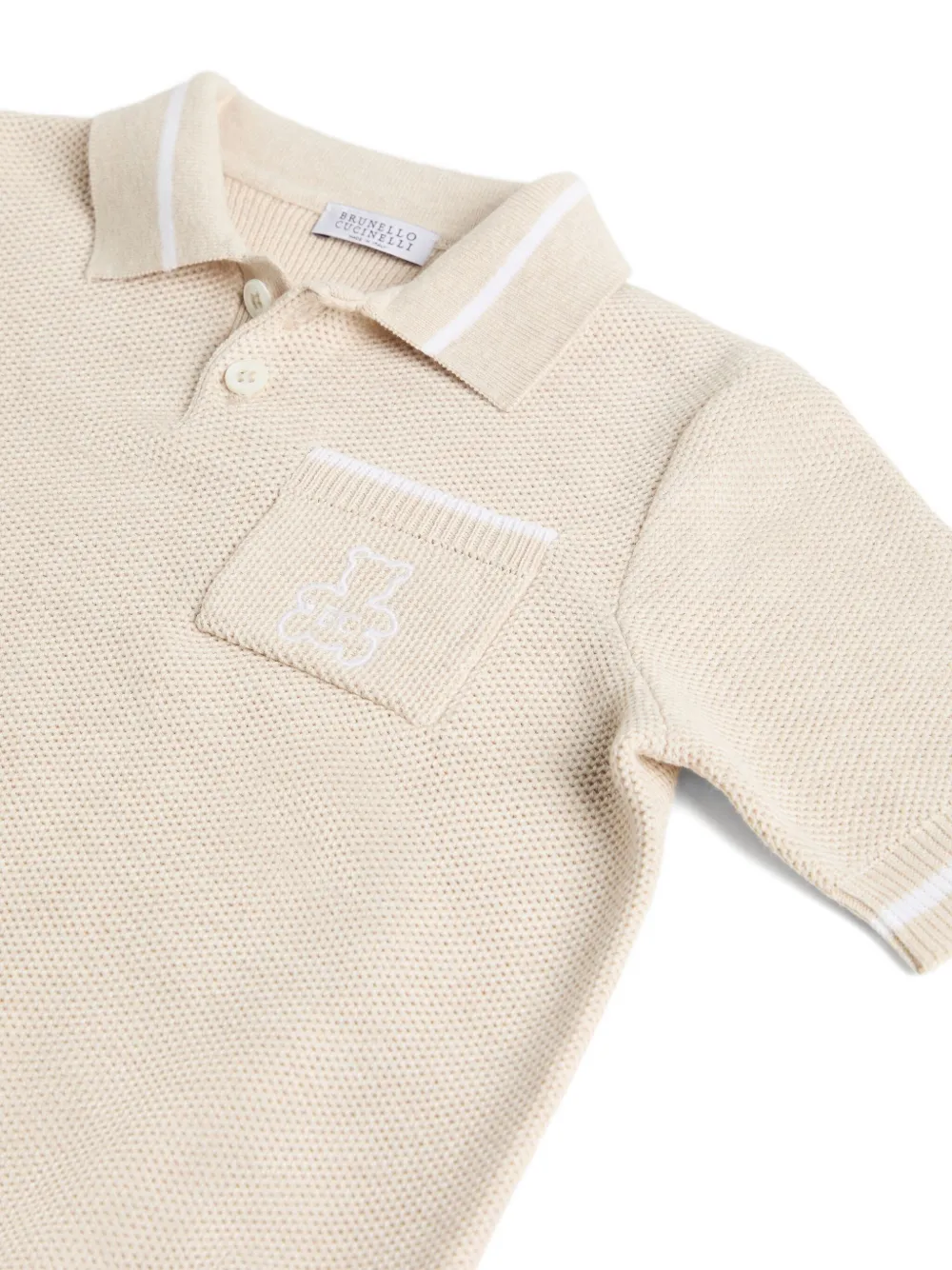 Brunello Cucinelli Kids Poloshirt met opgestikte zak Beige
