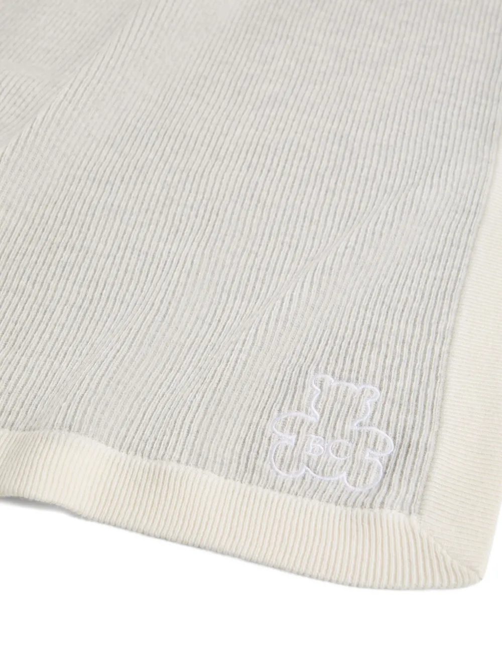 Brunello Cucinelli Kids Ribgebreide deken met geborduurde teddy Grijs