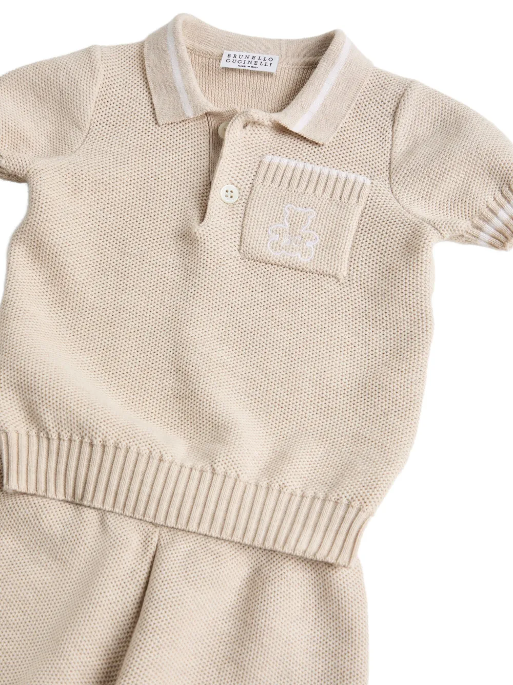  Brunello Cucinelli Kids Bernie Baby Knitted Shorts Set - Neutrals 