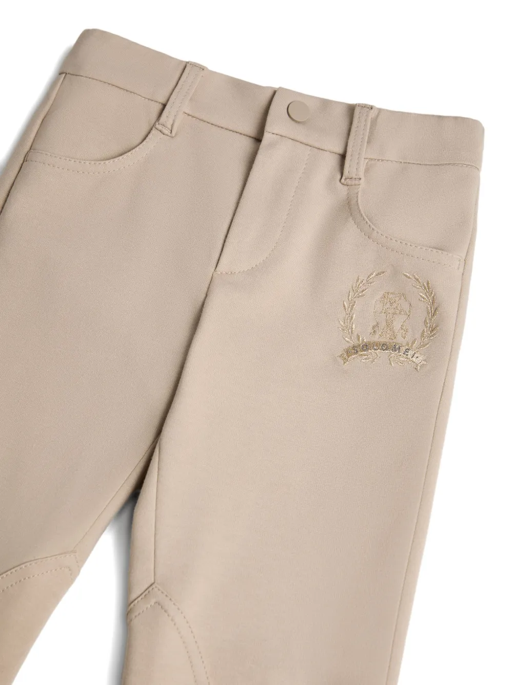 Brunello Cucinelli Kids Equestrian broek met borduurwerk Beige