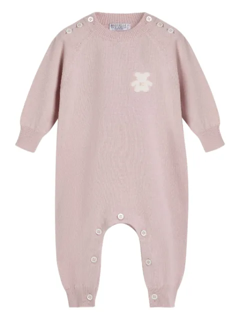 Brunello Cucinelli Kids teddy-applique cashmere coverall
