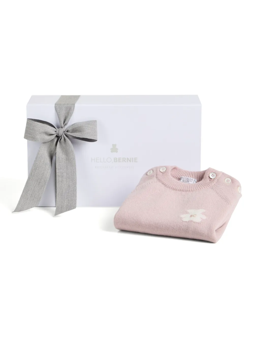 Brunello Cucinelli Kids Kasjmier overall met teddybeer-applicatie Roze