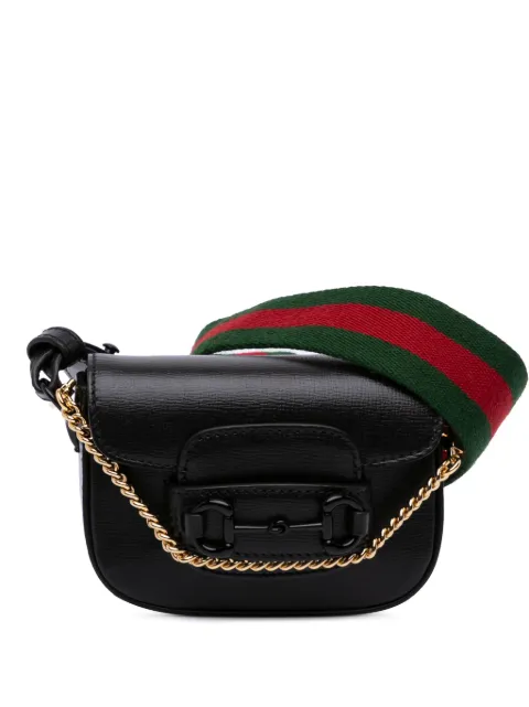 Gucci Pre-Owned 2016-2025 Mini Leather Horsebit 1955 Web satchel