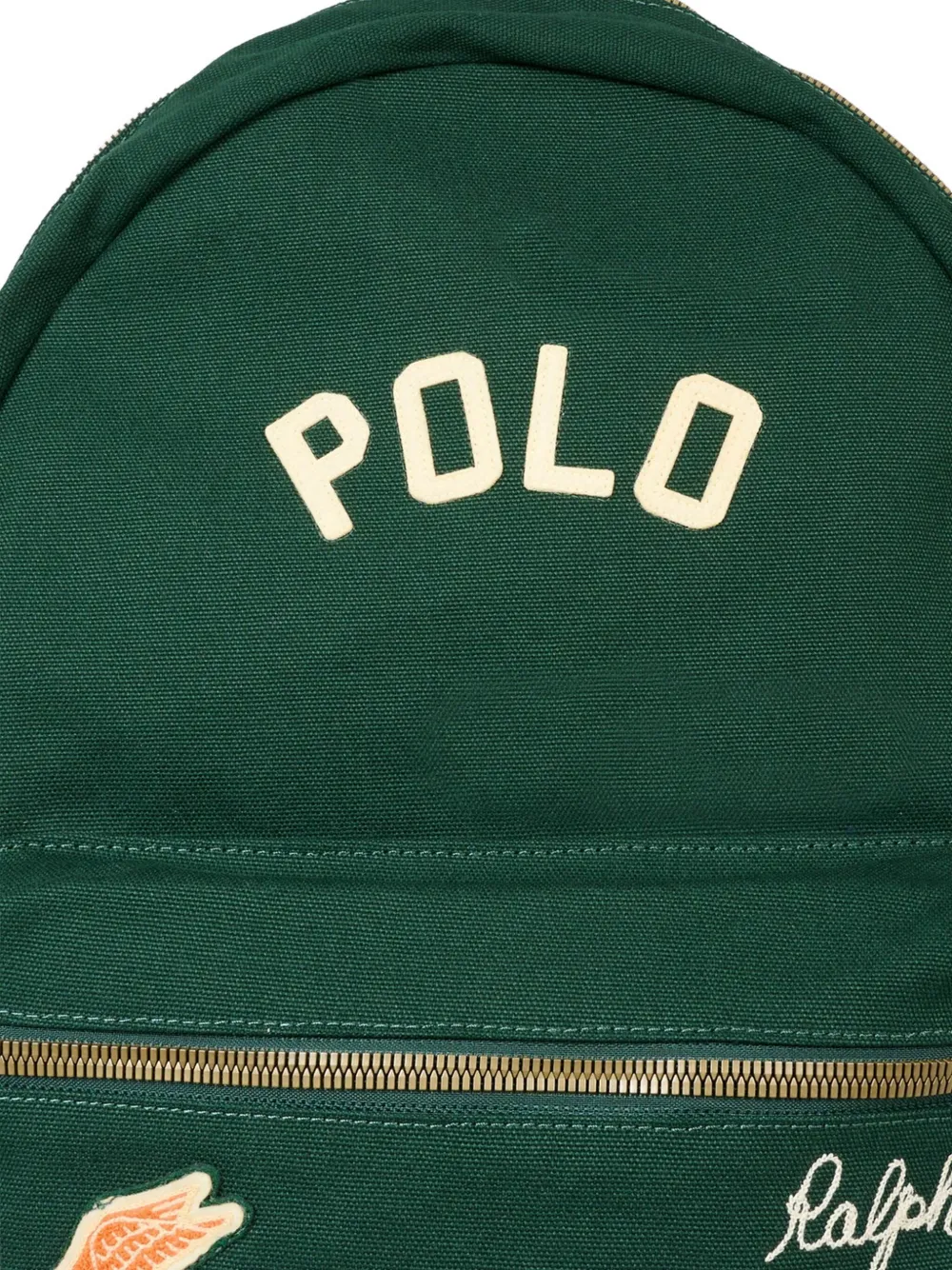 POLO RALPH LAUREN KIDS embroidered patch backpack Groen
