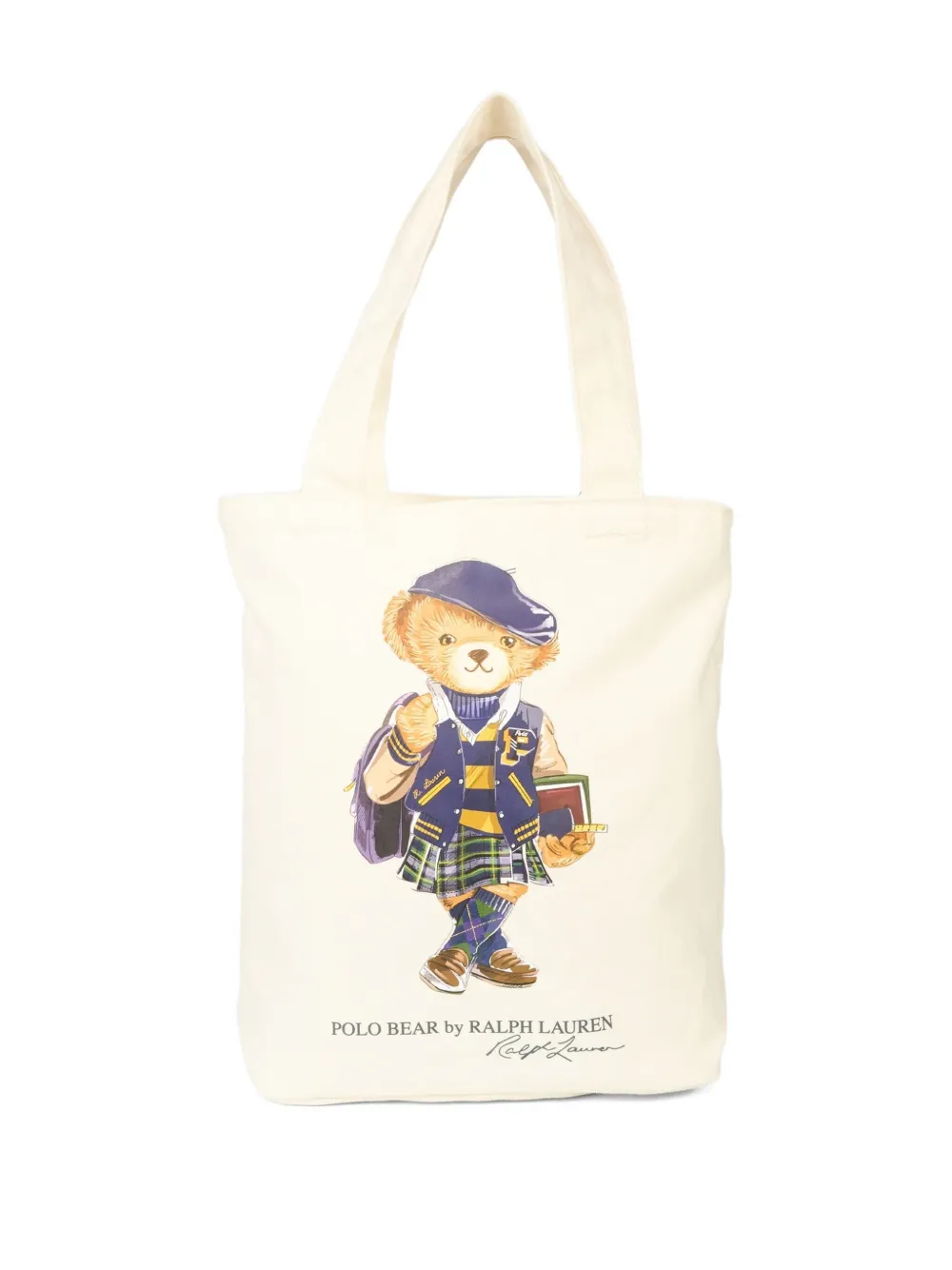 POLO RALPH LAUREN KIDS Bear-print tote bag Beige