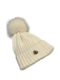 Moncler ribbed pom-pom beanie - White