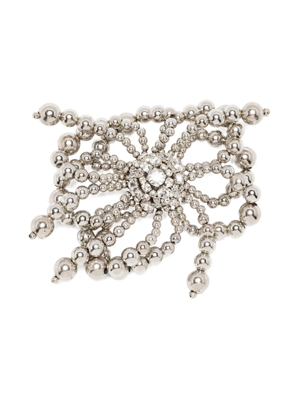 N°21 Beaded Crystal Brooch In Silver