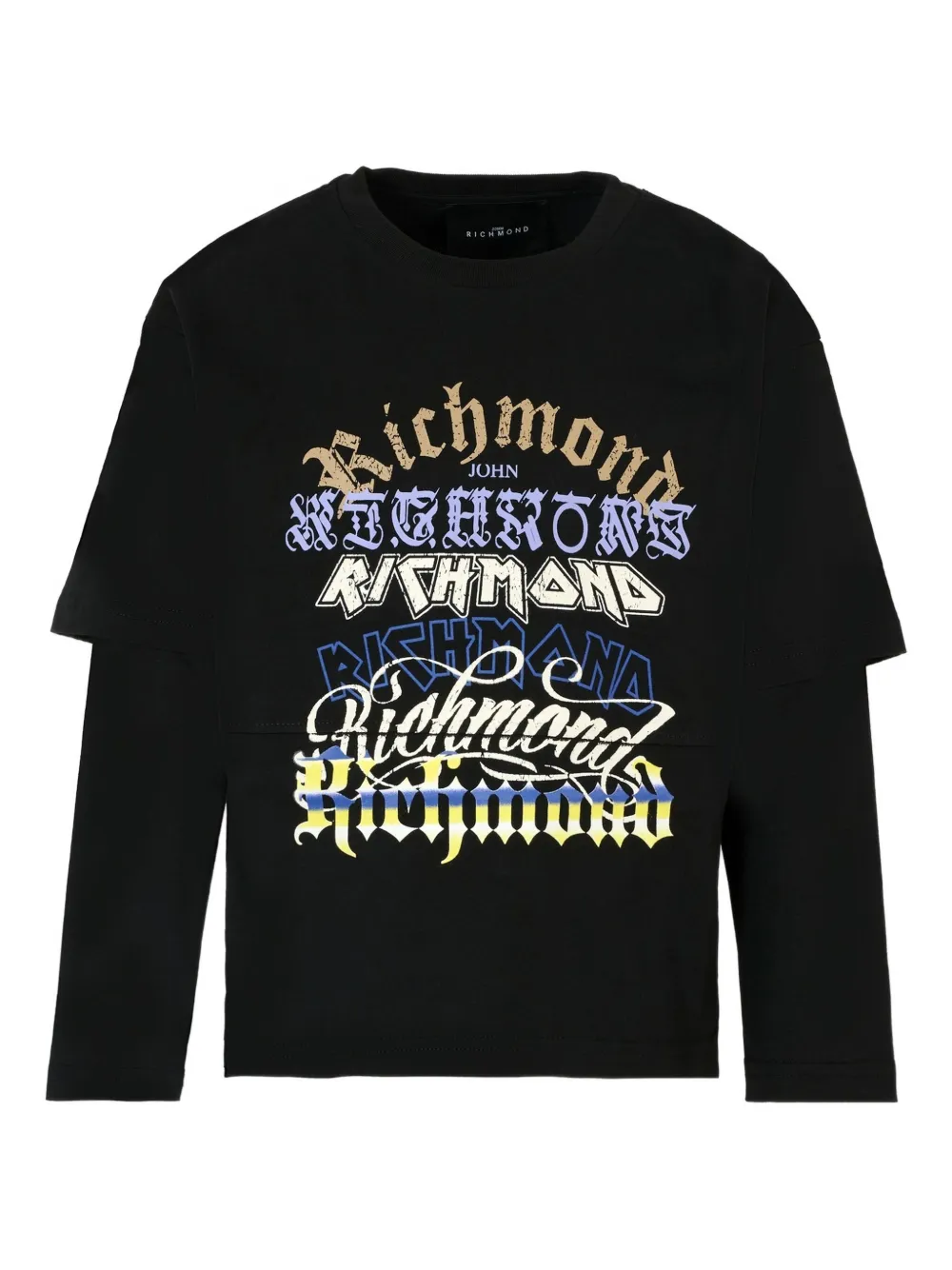 John Richmond Junior layered graphic-print T-shirt Zwart
