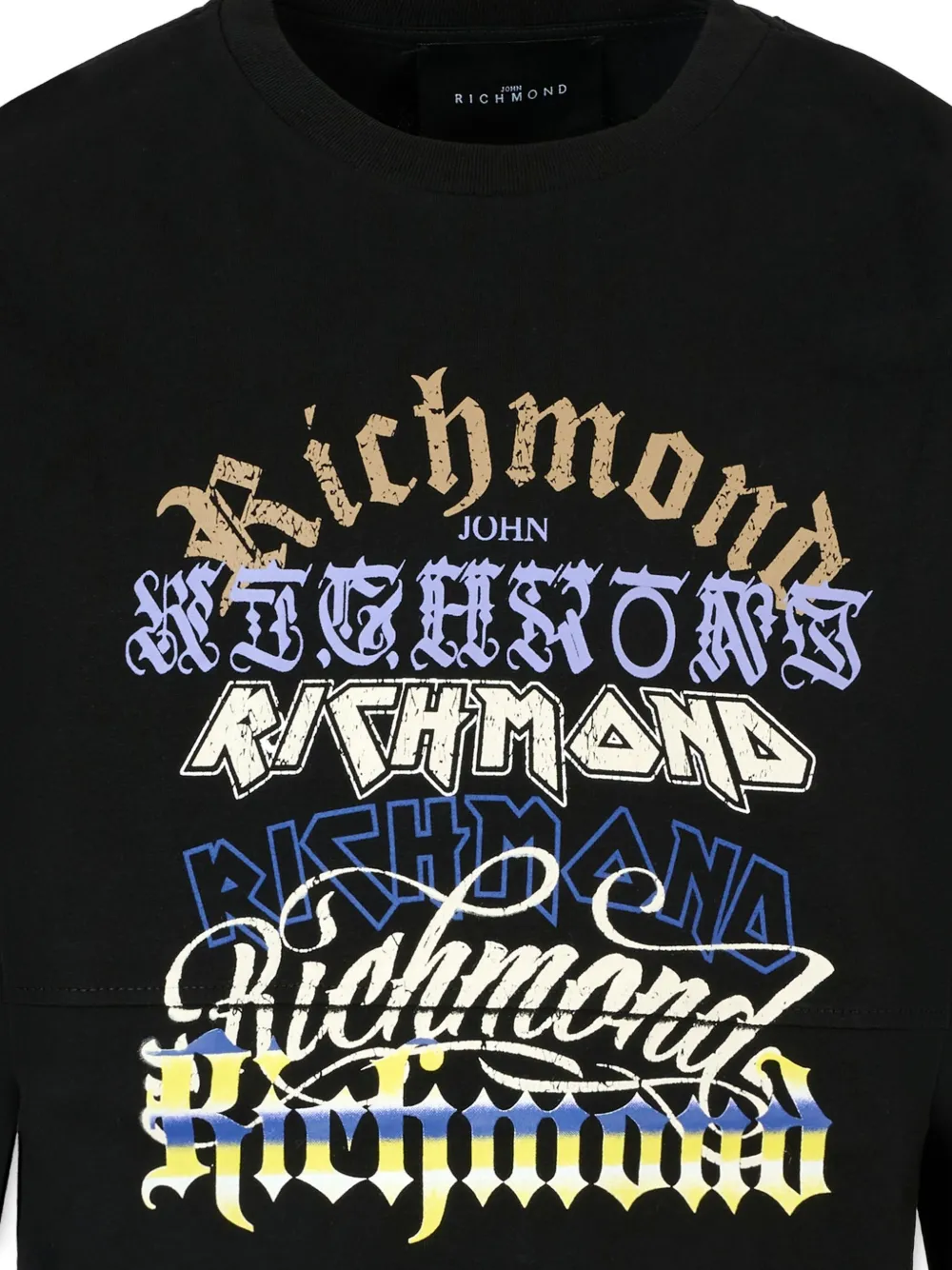 John Richmond Junior layered graphic-print T-shirt Zwart