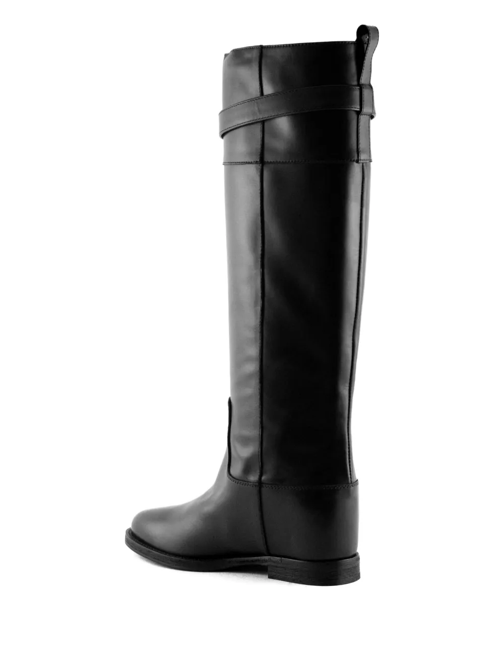 Via Roma 15 plaque-buckle leather boots Black