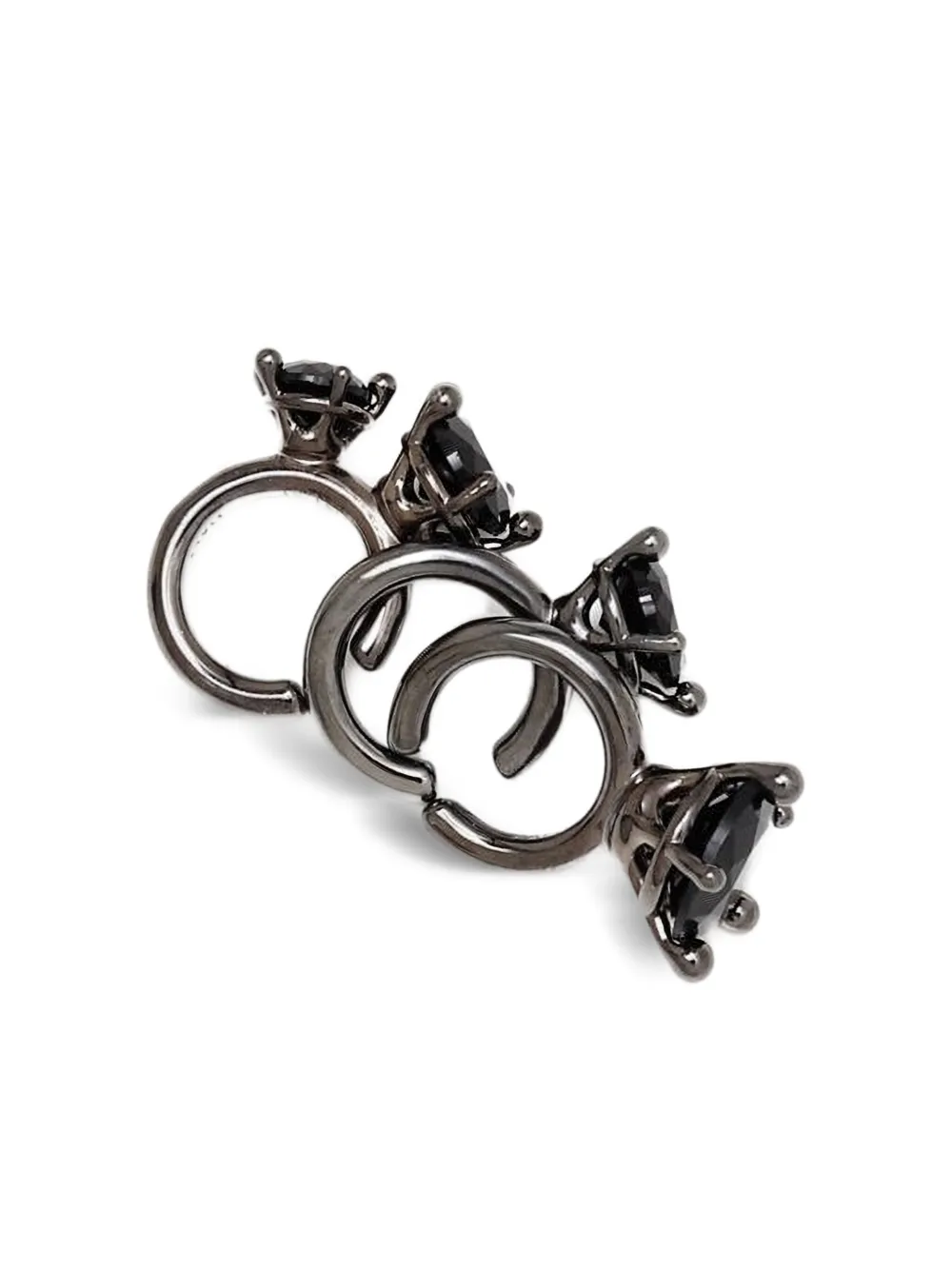 Panconesi Oorcuffs verfraaid met ring - Zwart