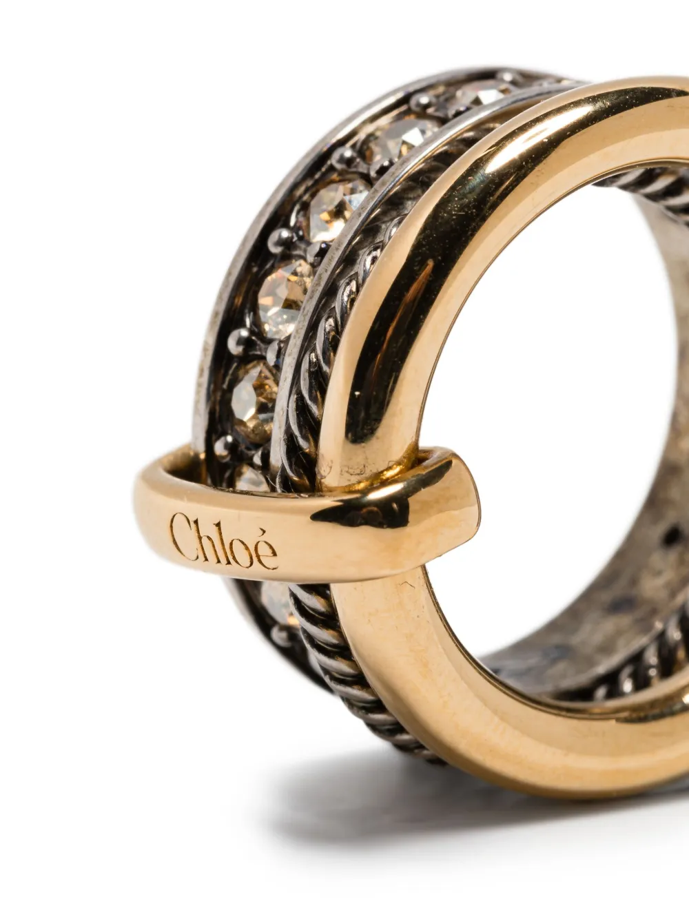 Chloé Antique Pearls Triple-band Ring In Gold