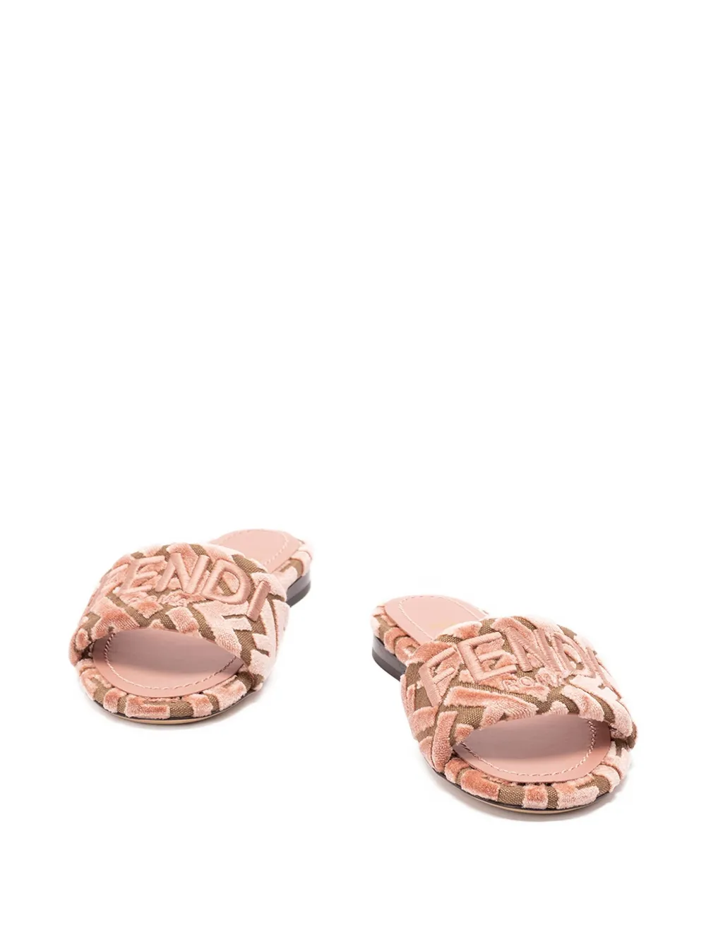 FENDI logo-motif velvet sandals Roze