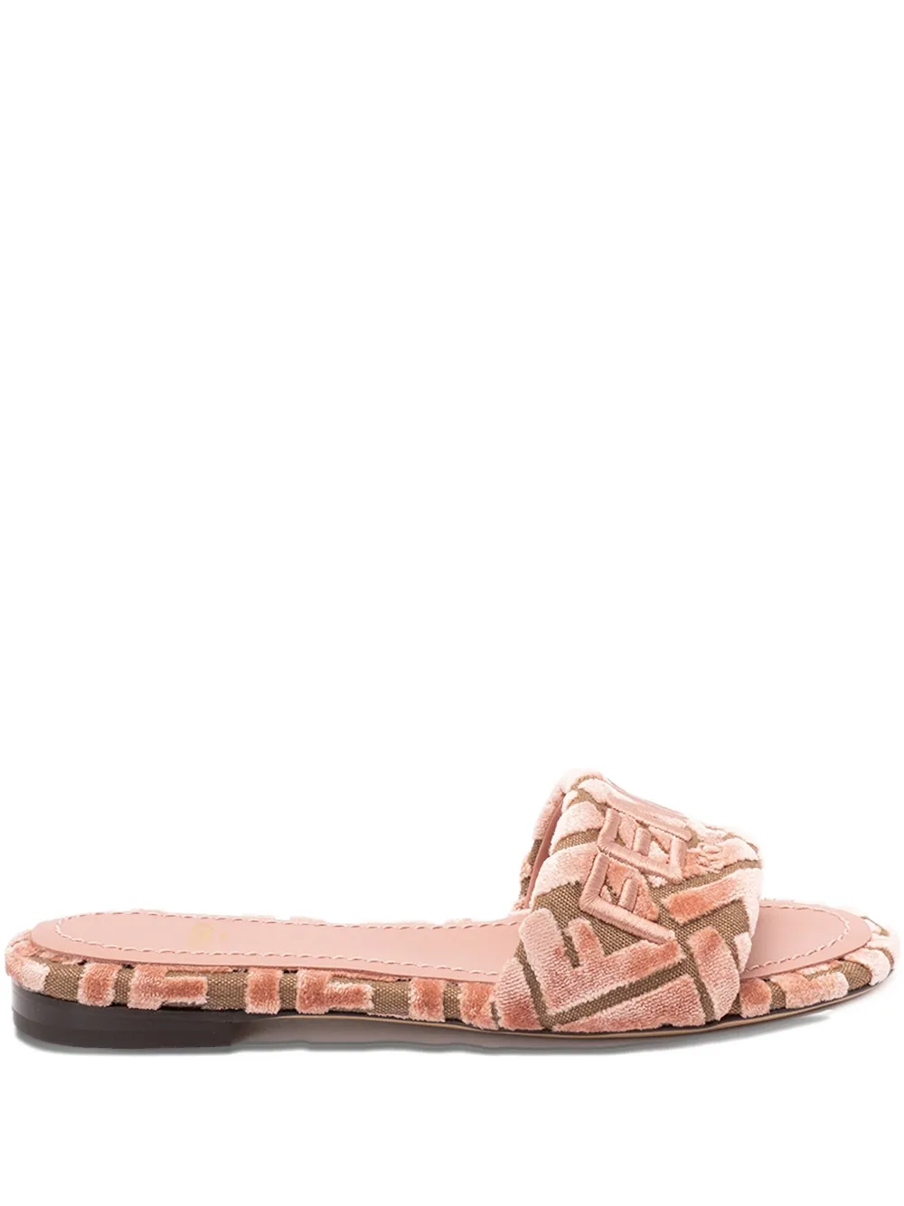 FENDI logo-motif velvet sandals Roze