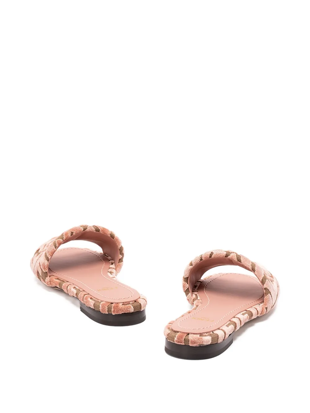 FENDI logo-motif velvet sandals Roze