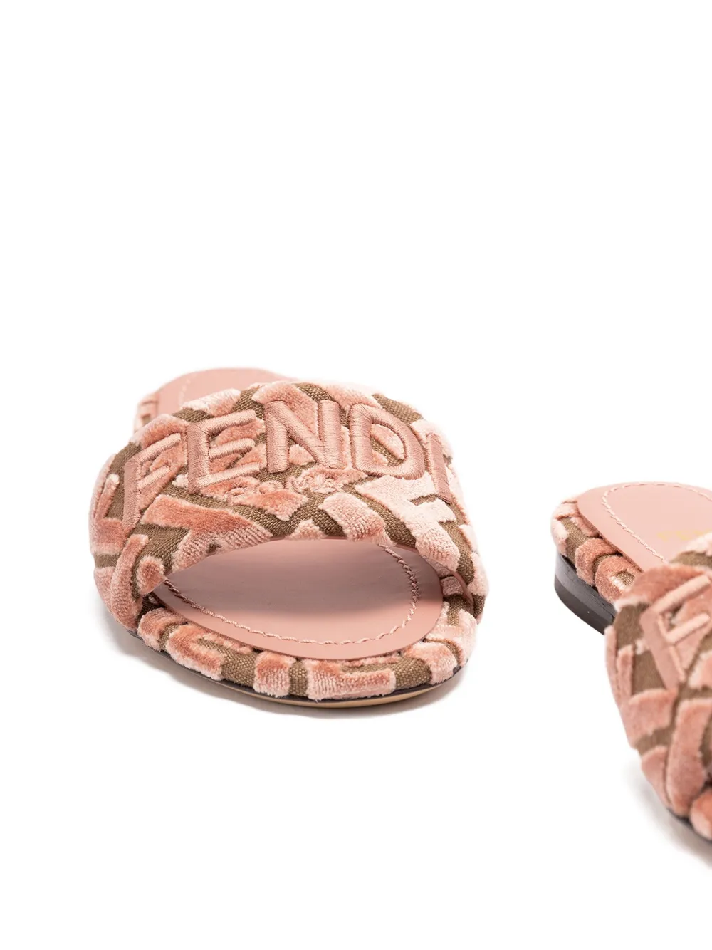 FENDI logo-motif velvet sandals Roze