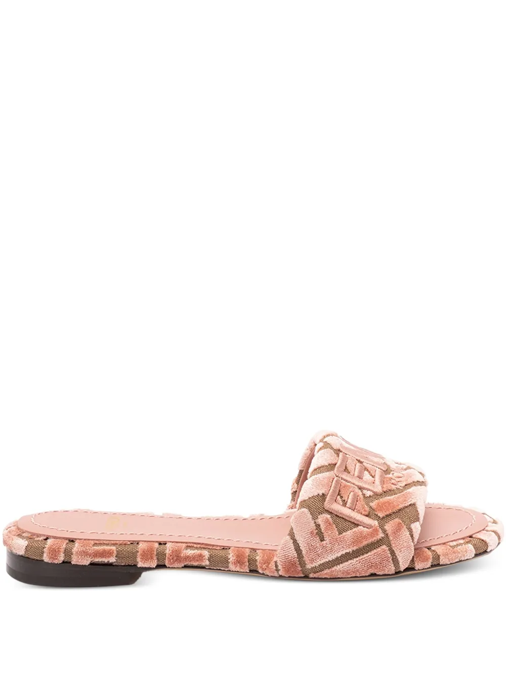 FENDI logo-motif velvet sandals Roze