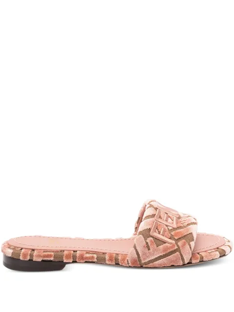FENDI logo-motif velvet sandals