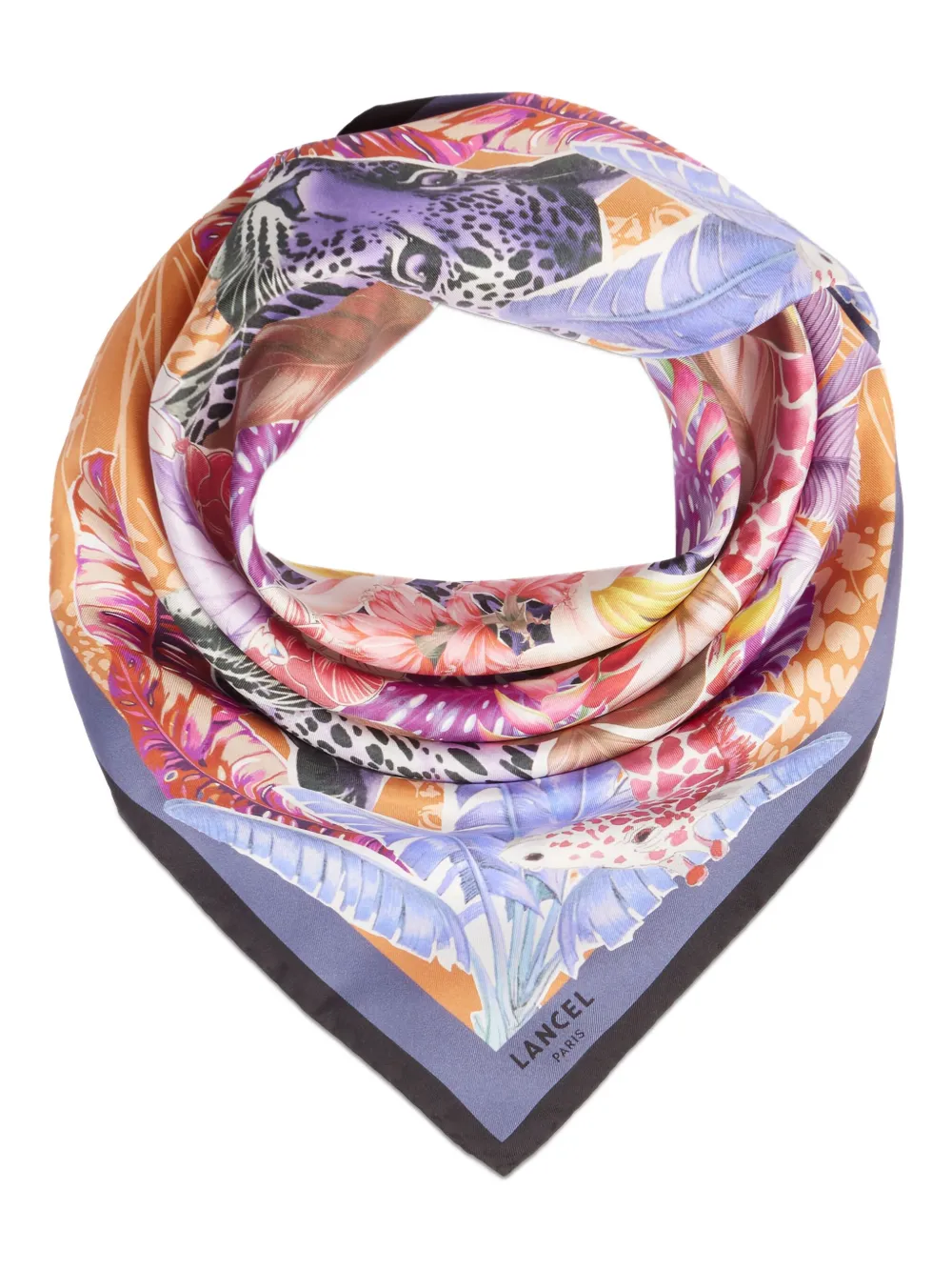 Lancel Jungle print silk scarf - Paars