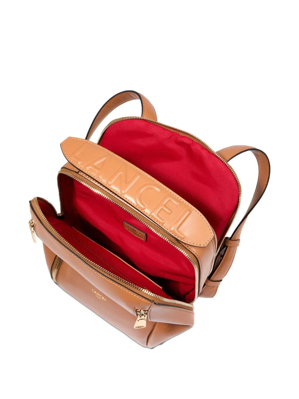 Lancel Origami Leather Zip-fastening Backpack In Brown