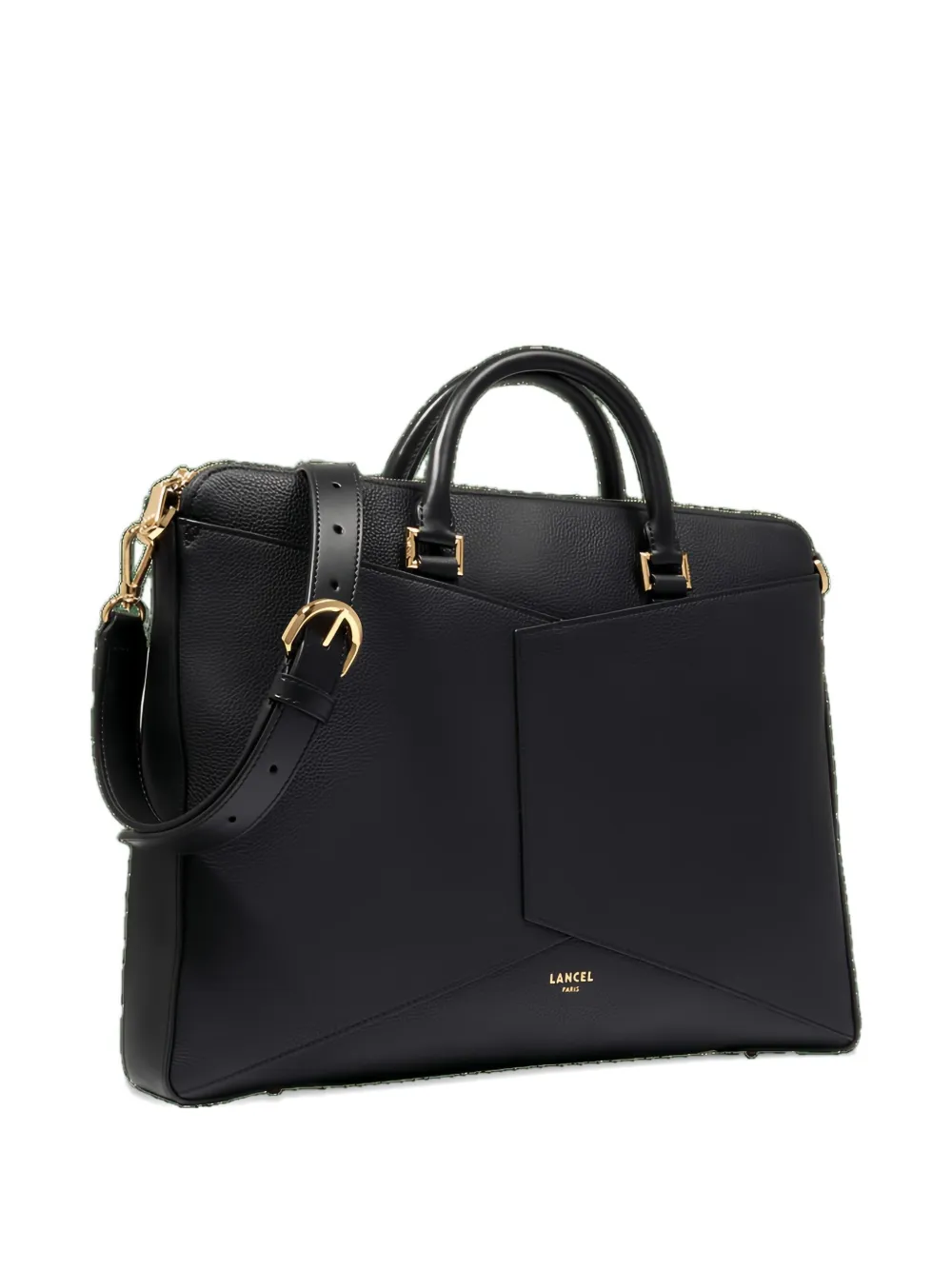 Lancel Enveloppe Leather Laptop Bag In Black