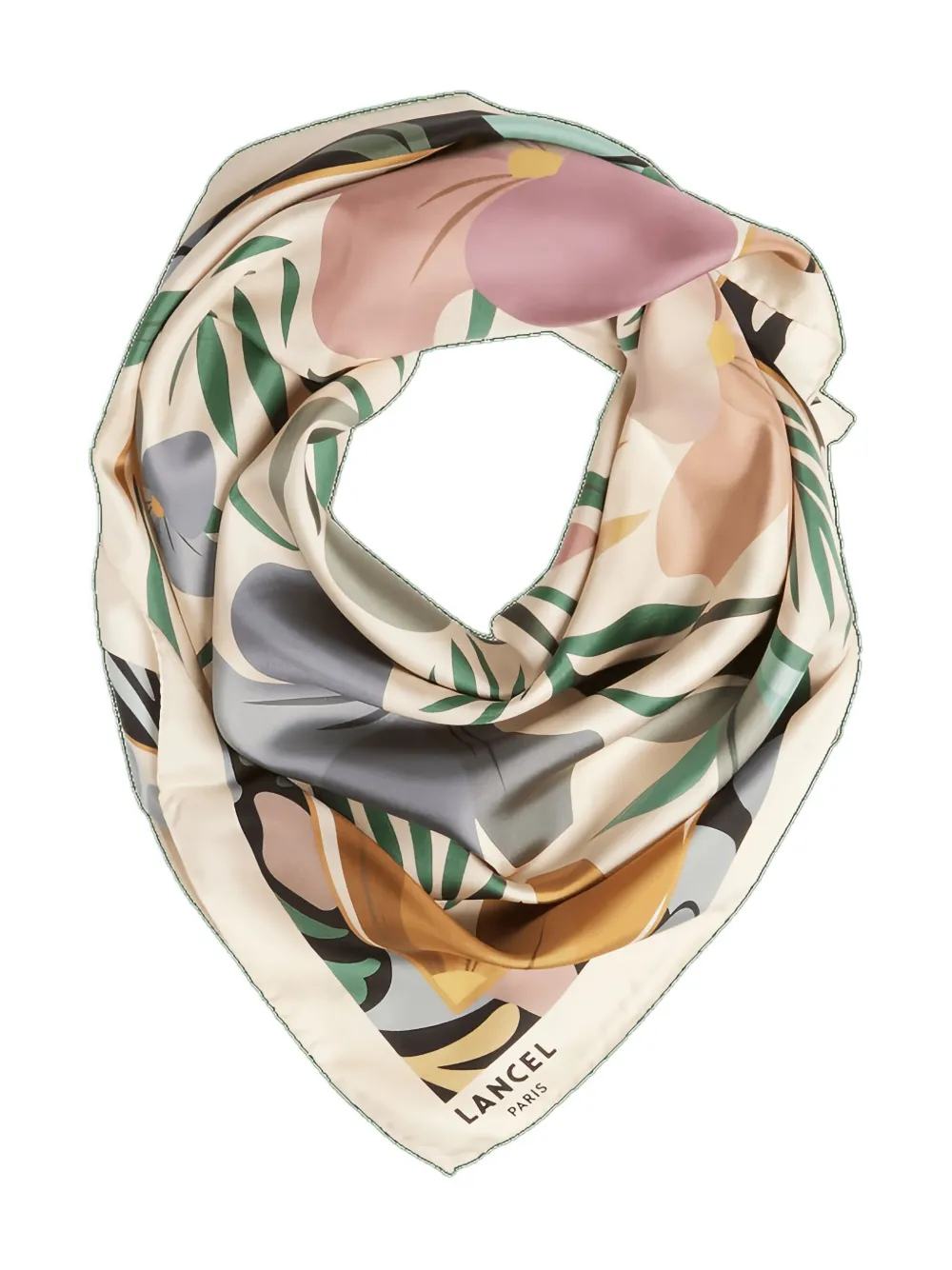Lancel Reve de Fleurs vierkante sjaal met print - Groen