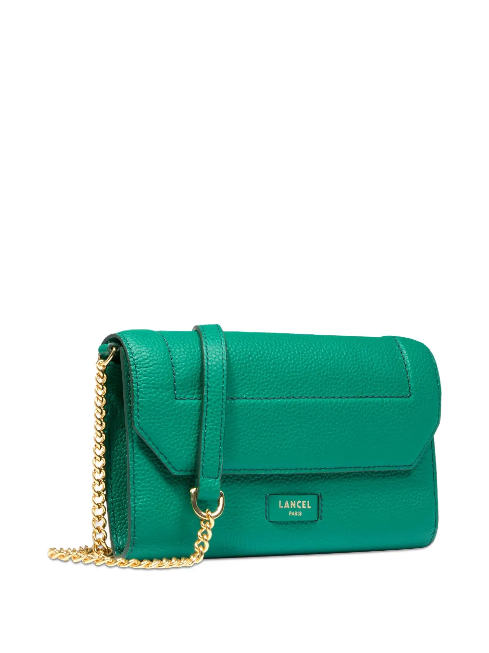 Lancel Chain-strap Leather Wallet In Green