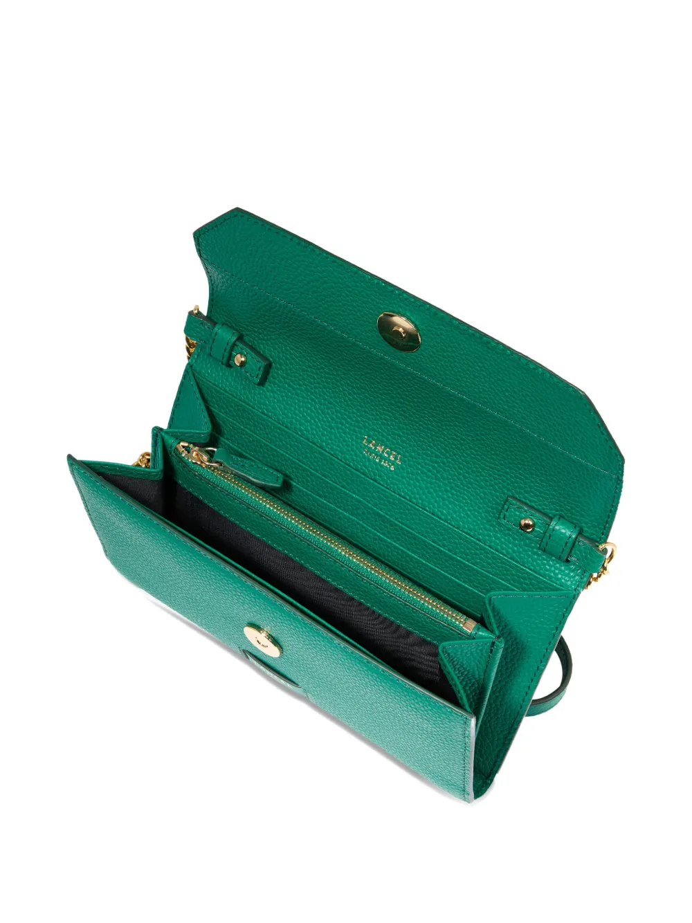 Lancel Chain-strap Leather Wallet In Green