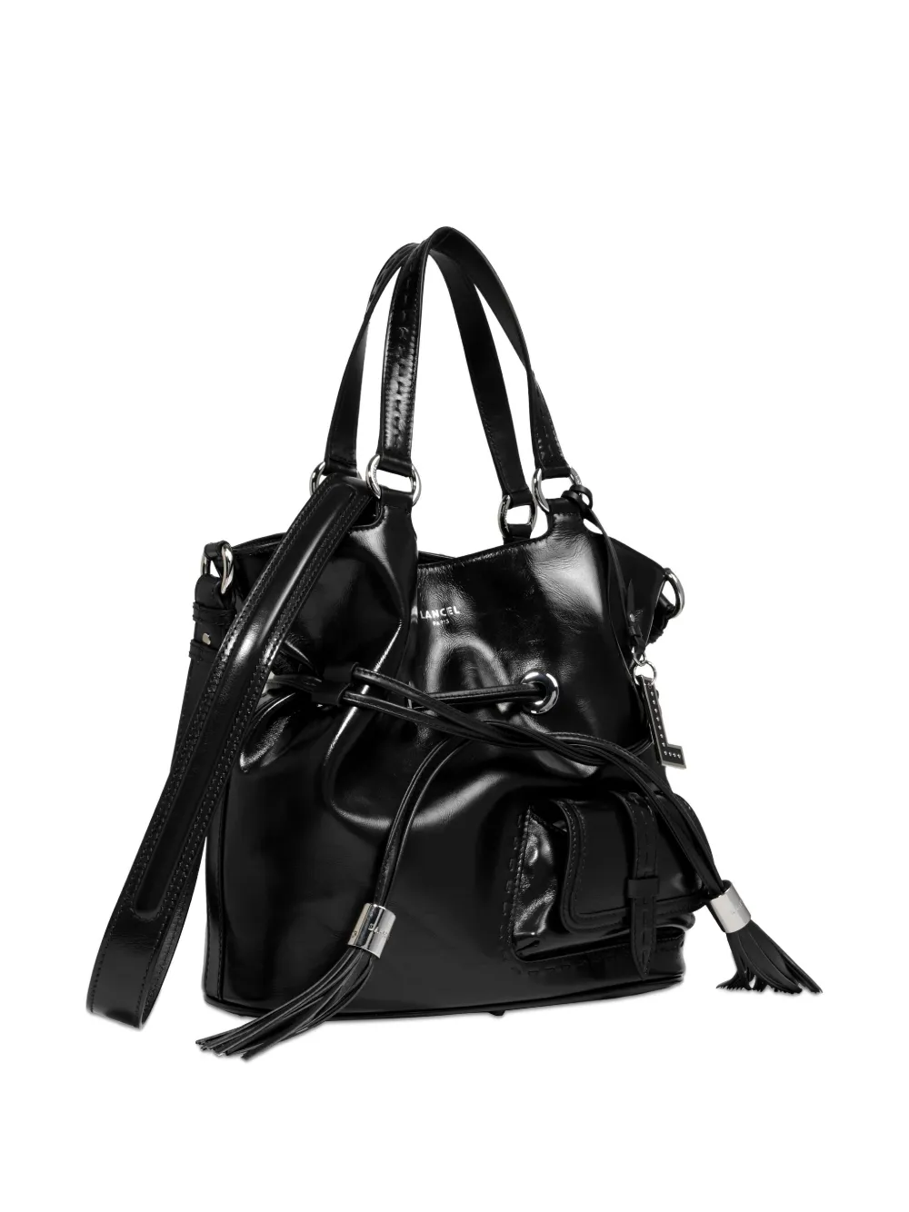Lancel Medium Premier Flirt Drawstring Leather Shoulder Bag In Black