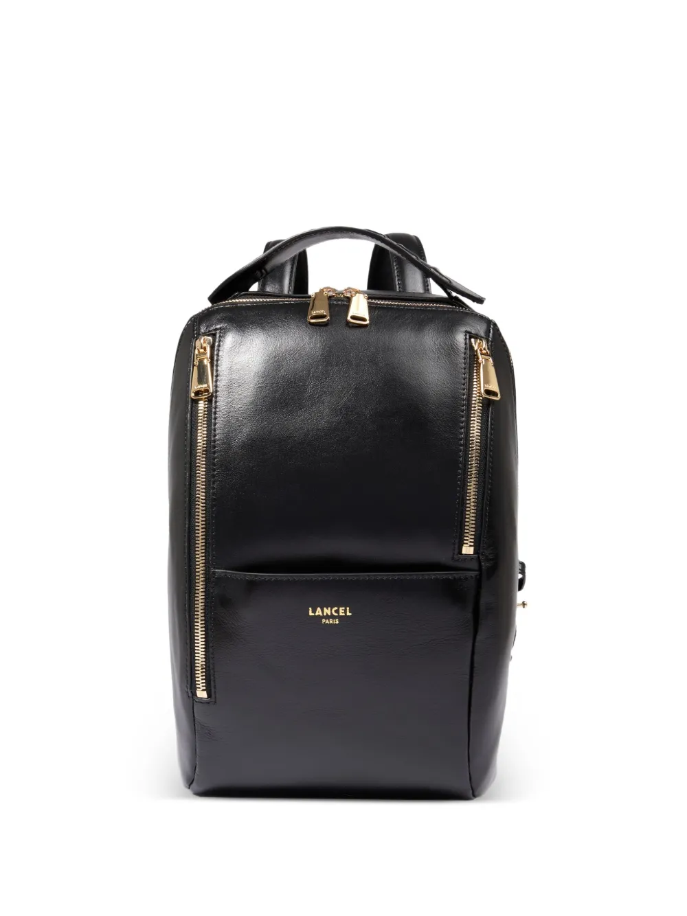 Lancel Small Origami Double-zip Leather Backpack In Black