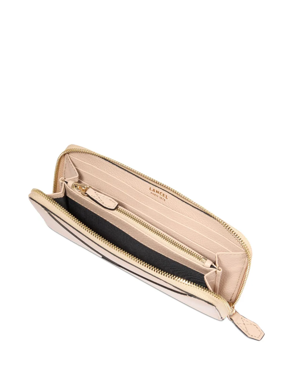 Lancel Enveloppe Leather Zip-around Wallet In Neutral