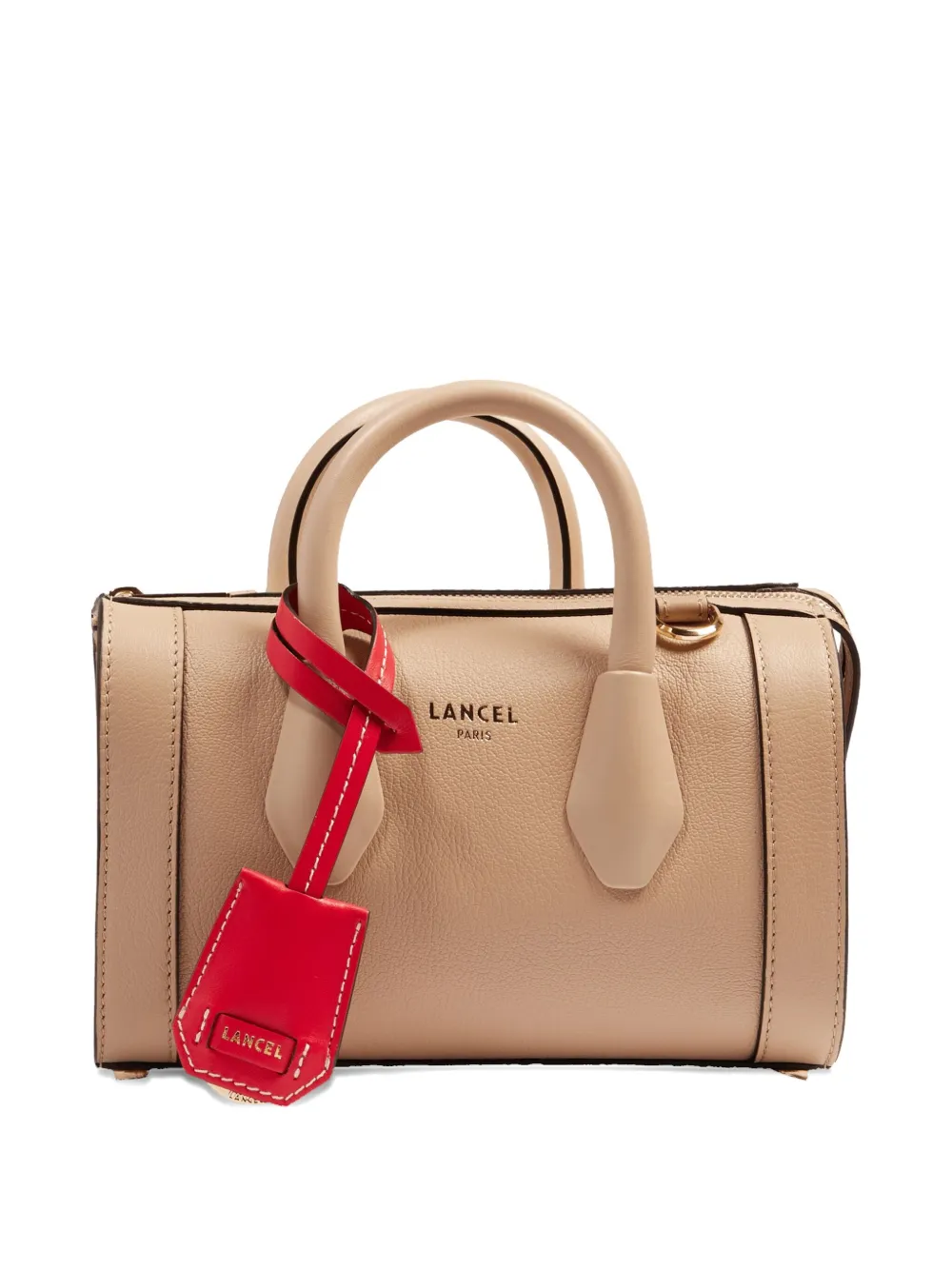 Lancel Leather Top-handle Bowling Bag In Neutral