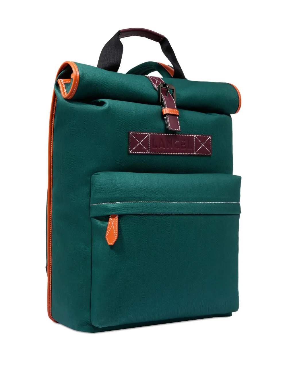 Lancel Rugzak met leren afwerking en gerolde bovenkant Groen