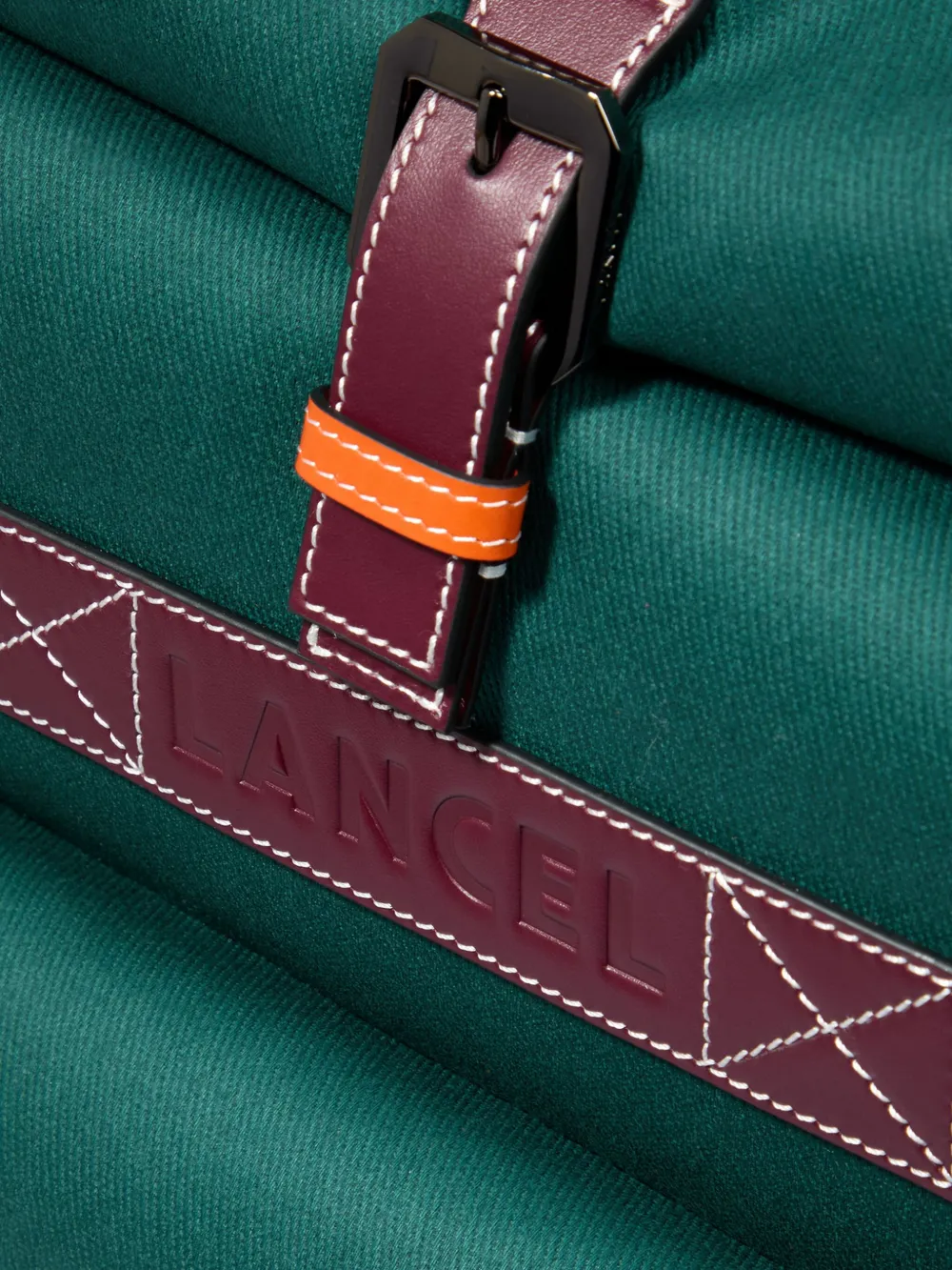 Lancel Rugzak met leren afwerking en gerolde bovenkant Groen