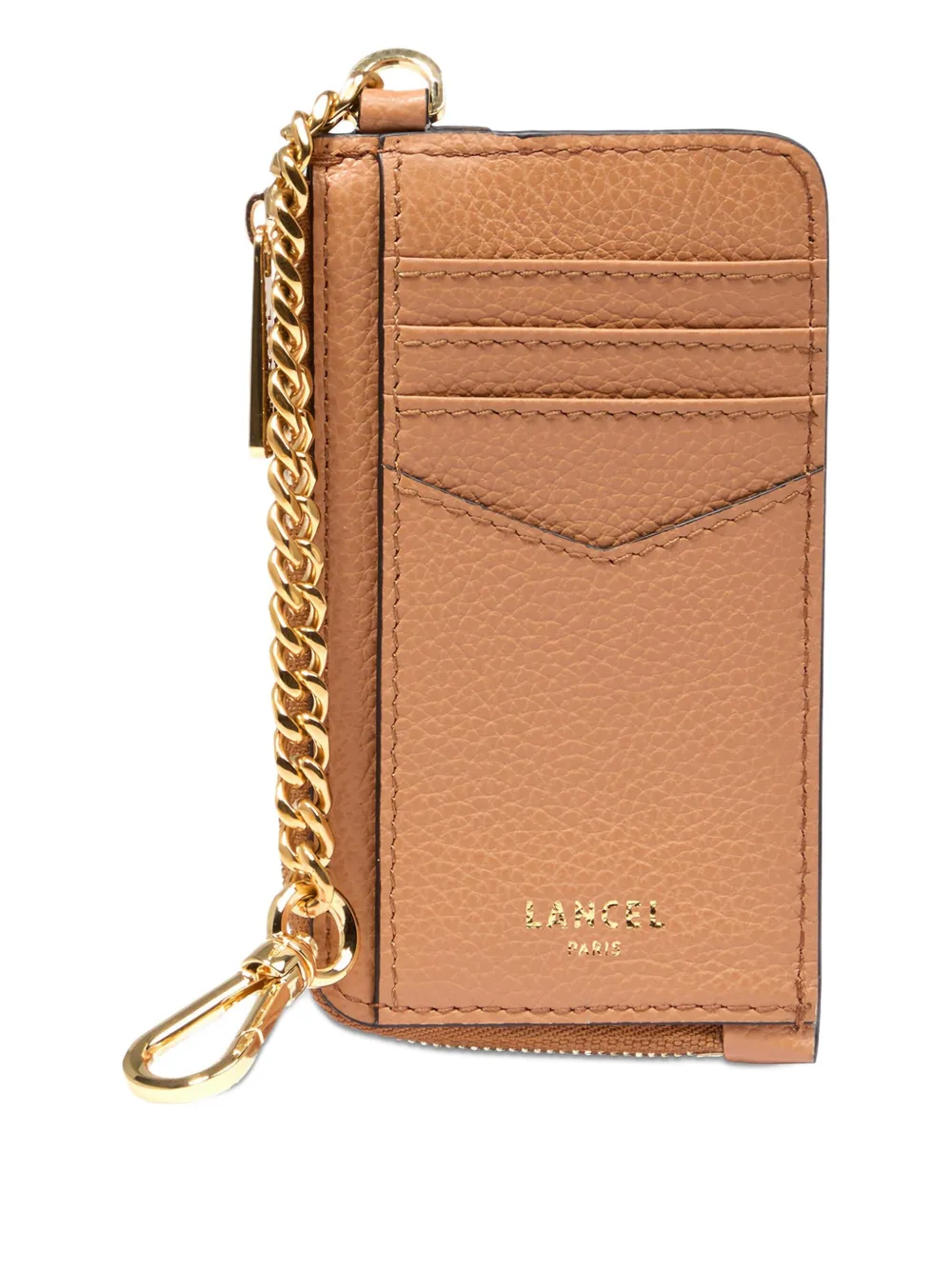Lancel Envelop pasjeshouder met kettingdetail en rits Bruin