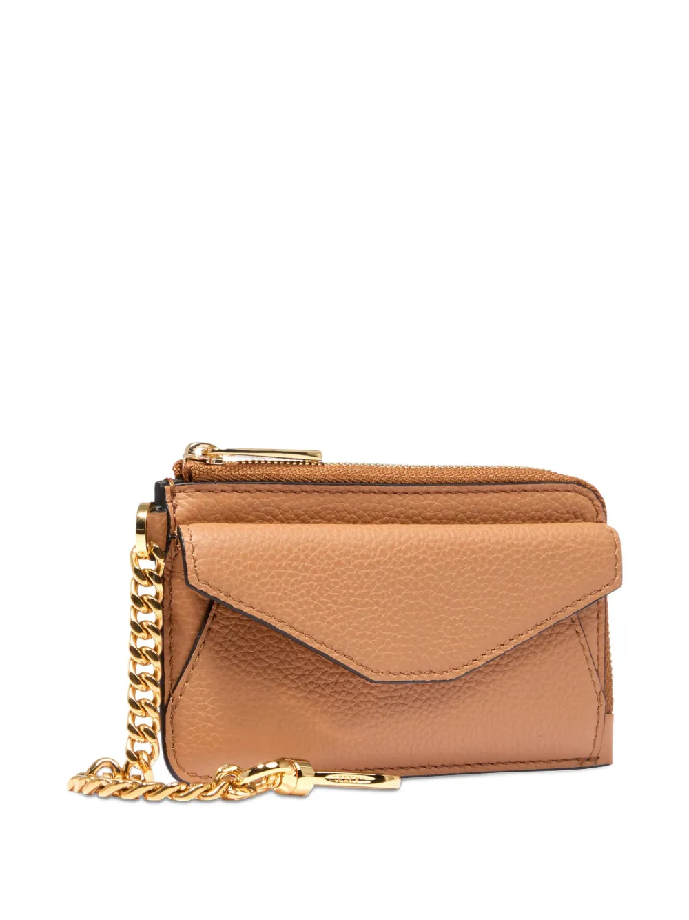 Lancel Envelop pasjeshouder met kettingdetail en rits Bruin