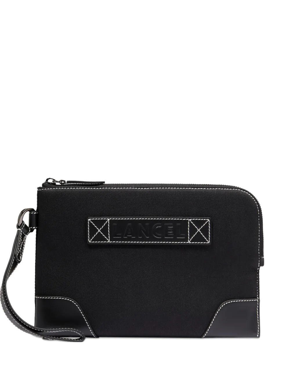 Lancel Clutch con zip e rifiniture in pelle - Nero