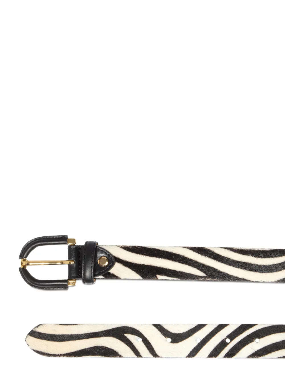 Lancel Ardillon leren riem met zebraprint - Zwart