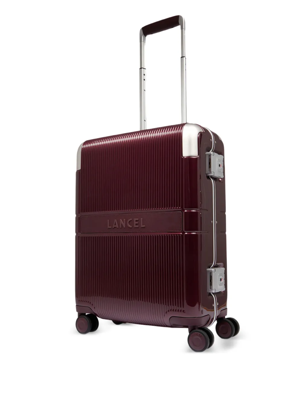 Lancel Empreinte Ribbed Hard Suitcase In Red