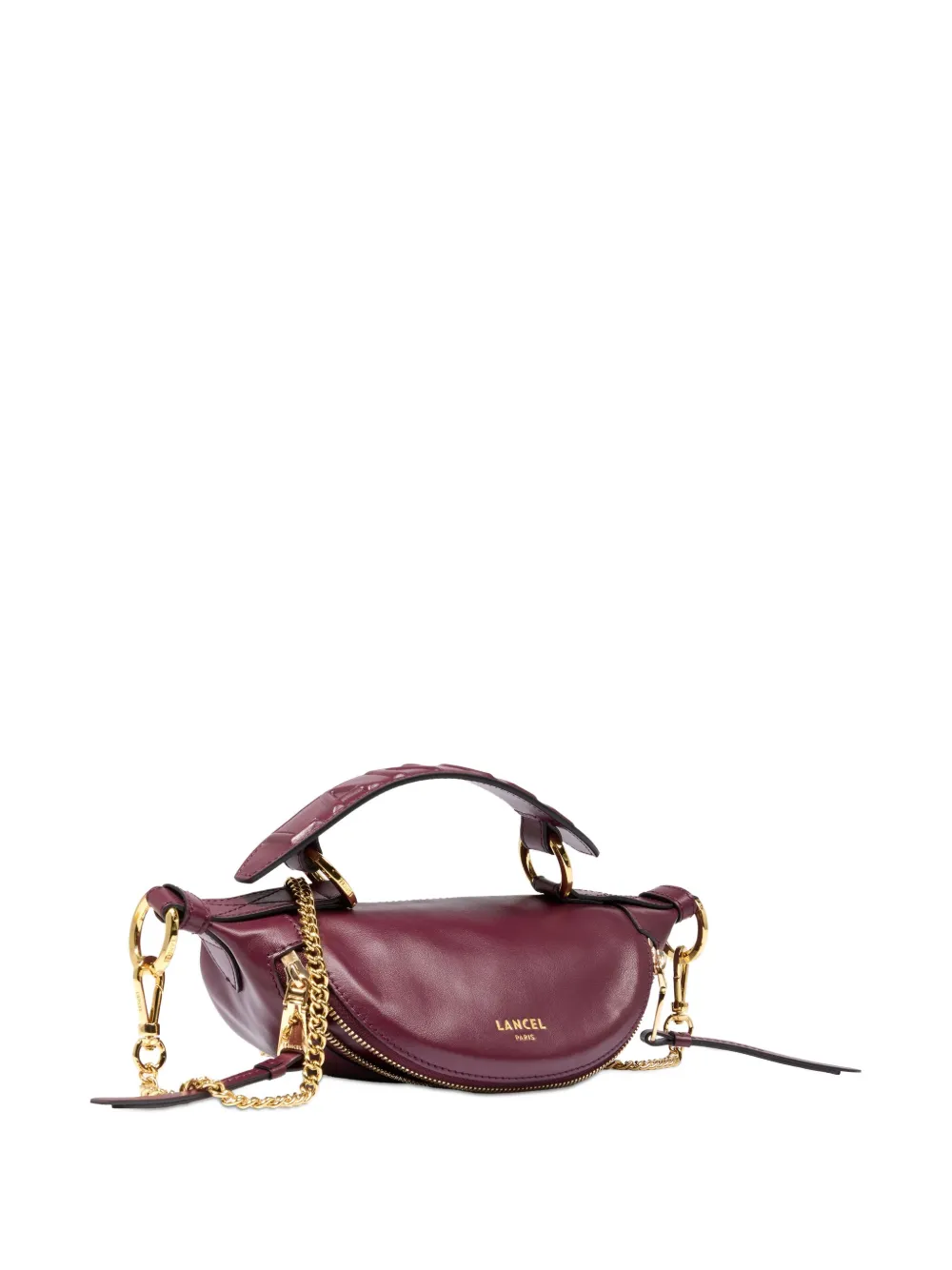 Lancel mini Origami zip quilted-handle chain crossbody bag Paars