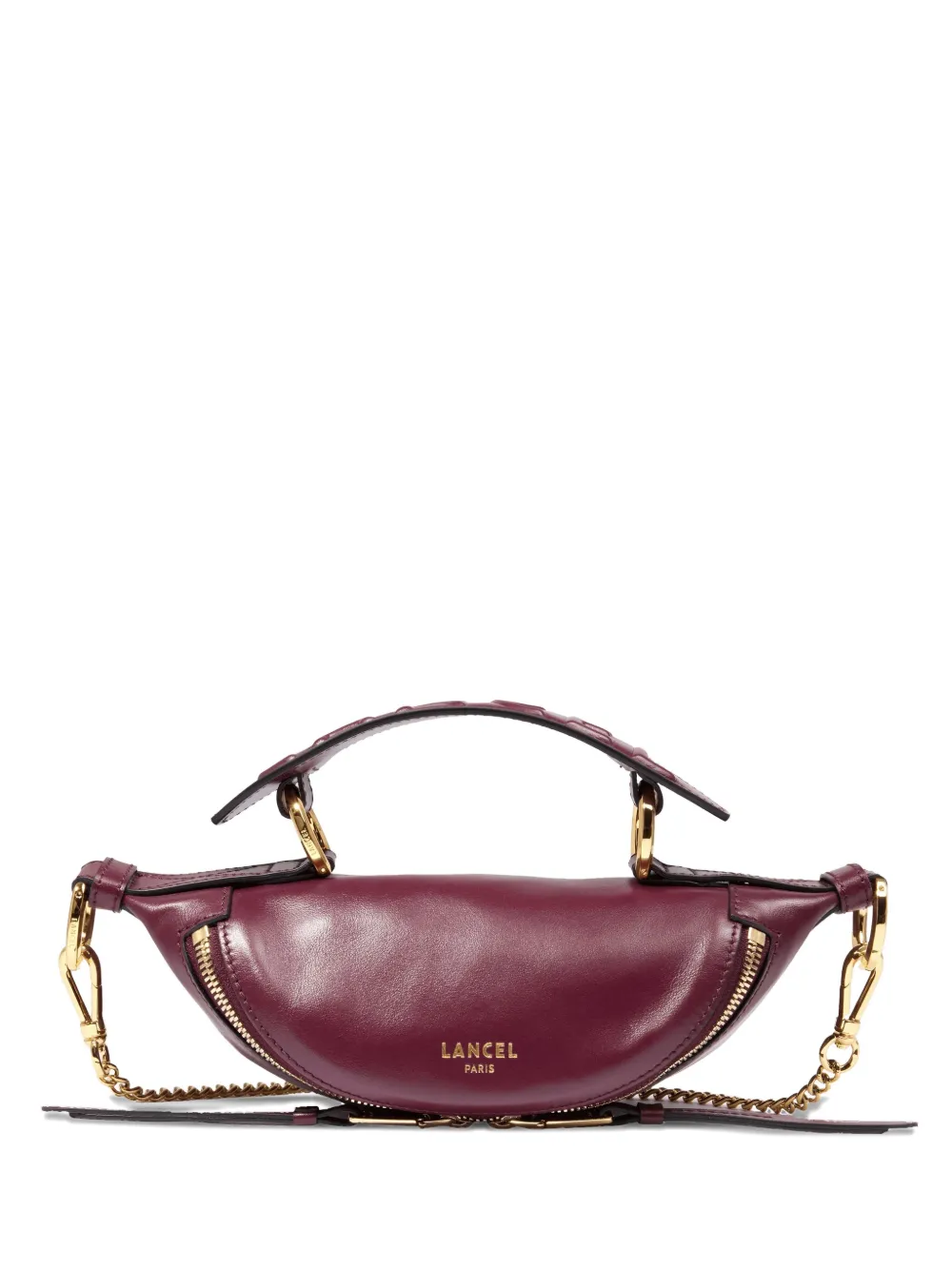 Lancel mini Origami zip quilted-handle chain crossbody bag Paars