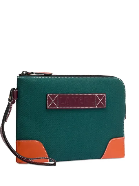 Lancel leather-trimmed zip-top clutch