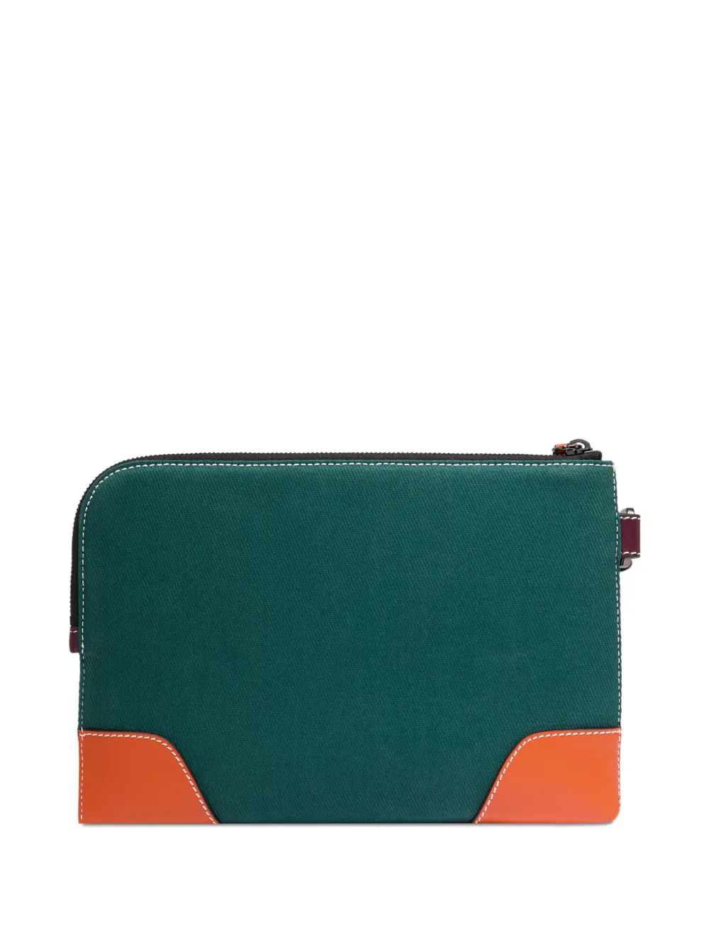 Lancel Clutch met leren afwerking en rits - Groen
