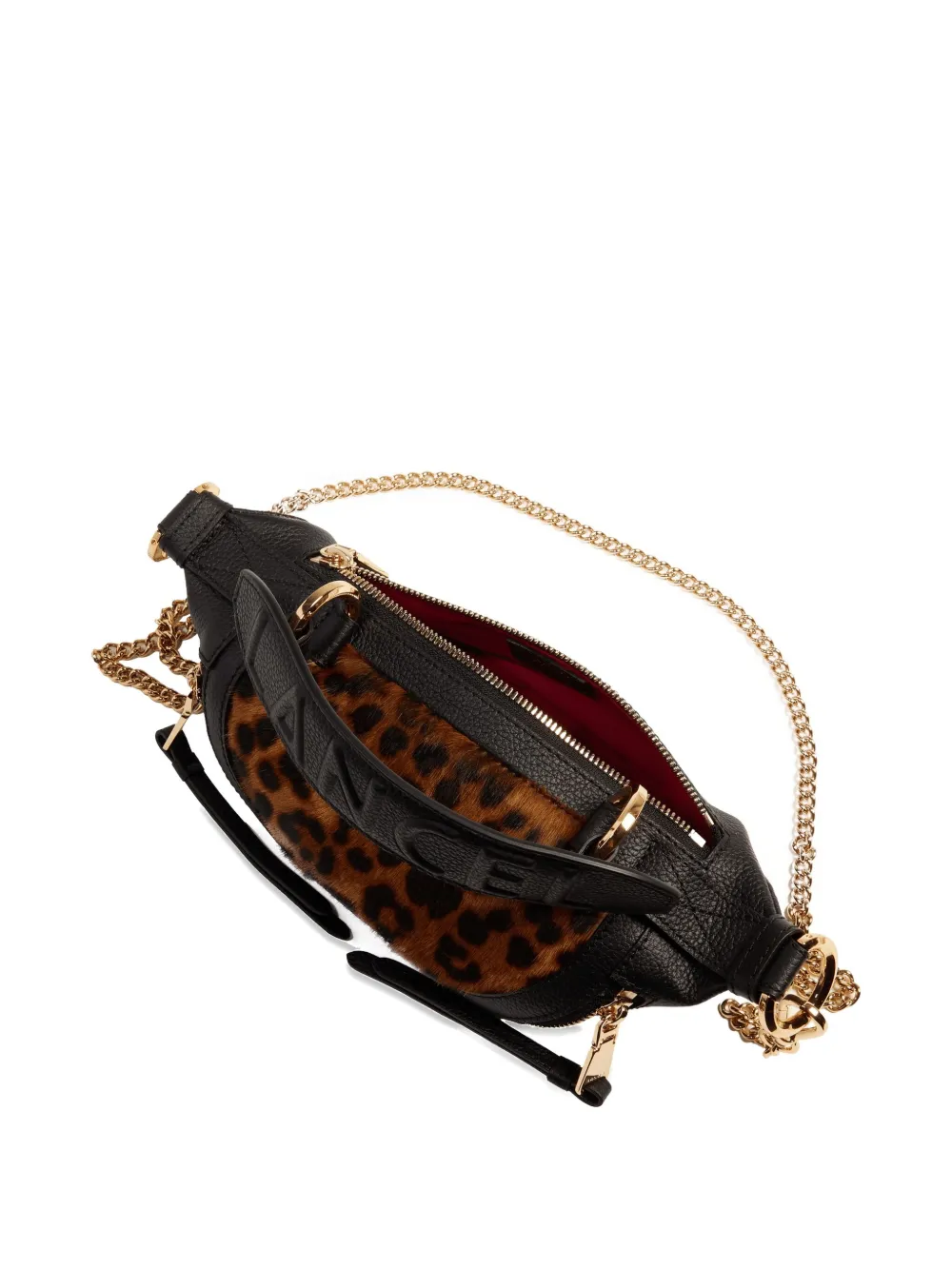 Lancel Mini Origami Leather Leopard-print Crossbody Bag In Black